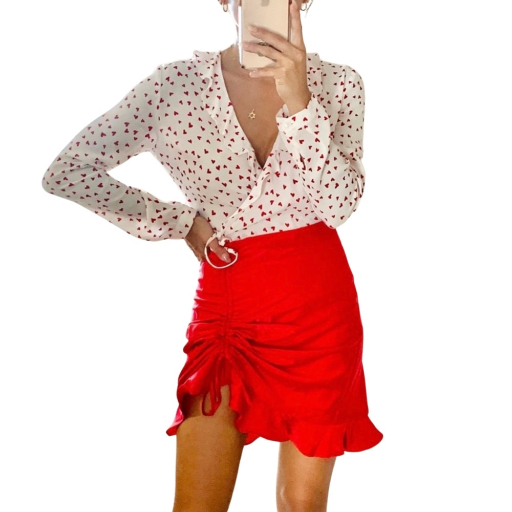NWT ALTEREDREAMS Satin Ruffle Mini Skirt XS